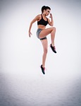 action, jump, woman, exercise, figure, fitness, model, portrait, female portrait, young woman, person, sportswear, sporty, girl, high, athlete